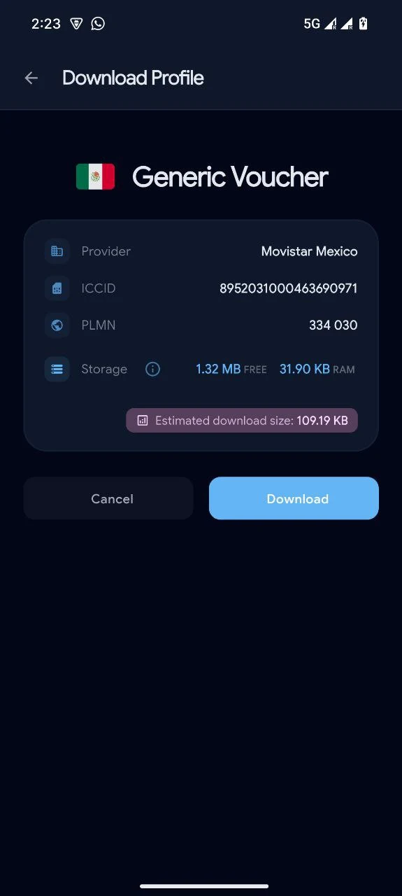 9eSIM screenshot